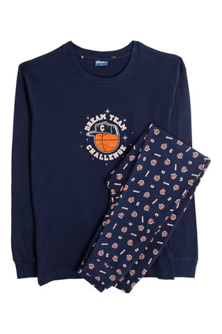 Pijama - Azul y naranja