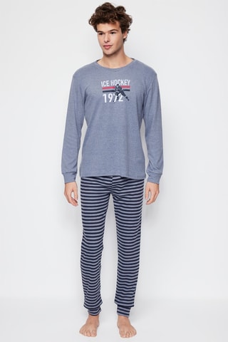 Pijama - Azul y gris