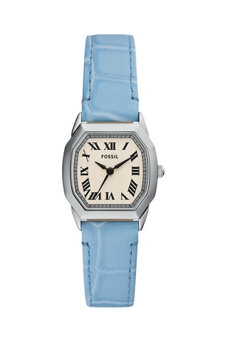 Orologio al quarzo in pelle - Azzurro e argentato