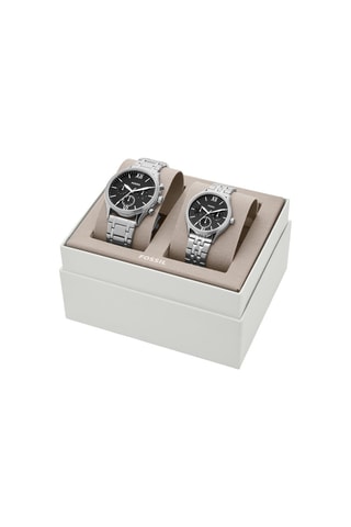 Coffret 2 montres à quartz en acier