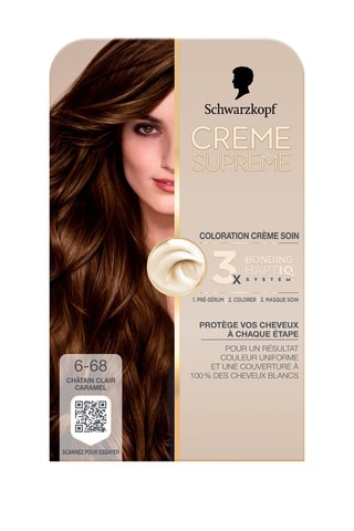 3 x Coloration crème soin Crème Suprême Schwarzkopf - 6-68 Châtain Clair Caramel