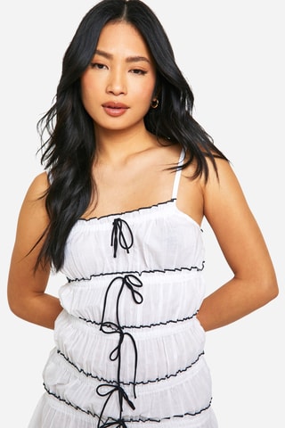 Abito taglio dritto punto smock - Bianco