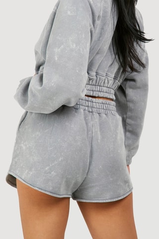 Shorts tie and dye a vita alta - Grigio