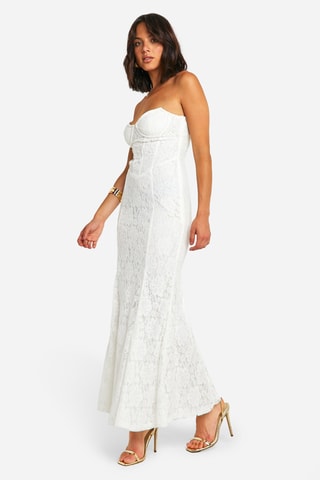 Abito bustier in pizzo - Bianco