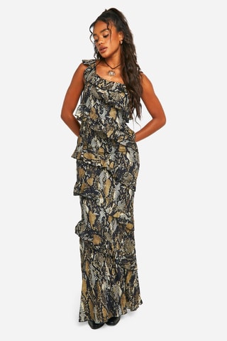 Abito con volant - Marrone scuro