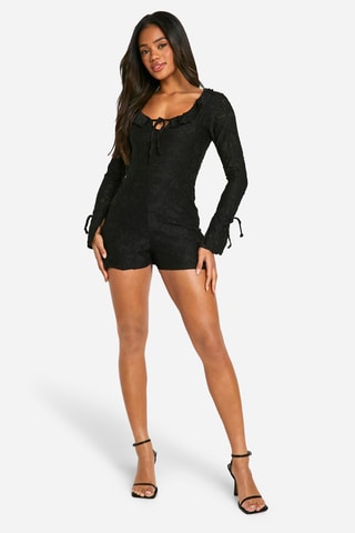 Tuta corta in pizzo - Nero