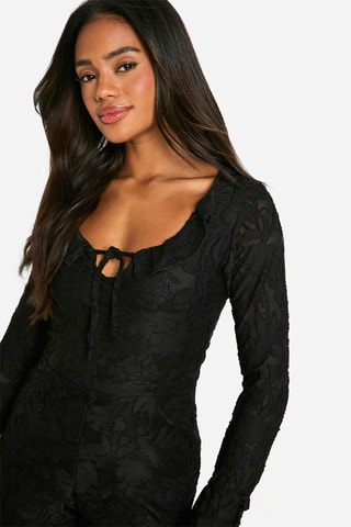 Tuta corta in pizzo - Nero