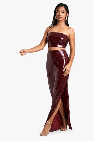 Crop top e gonna lunga a vita alta - Bordeaux