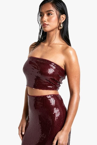 Crop top e gonna lunga a vita alta - Bordeaux