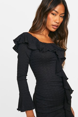 Abito a tubino in pizzo - Nero