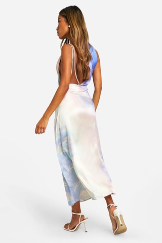 Abito drappeggiato - Viola e bianco