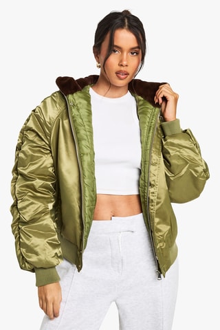 Bomber con cappuccio - Verde oliva