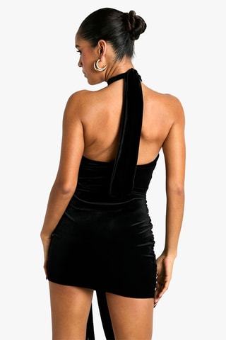 Abito taglio dritto in velluto - Nero