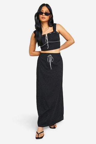 Gonna lunga in sangallo a vita alta - Nero