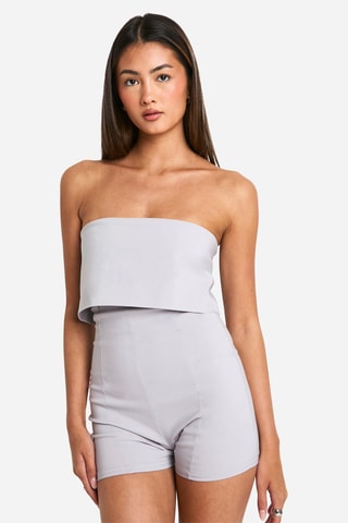 Tuta corta bustier - Grigio