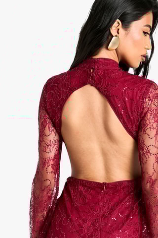 Abito lungo in pizzo - Rosso