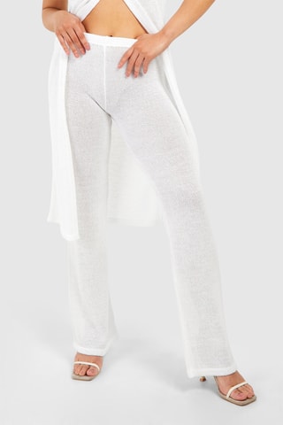 Pantaloni wide legs a vita alta - Avorio