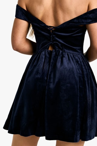 Abito a campana in velluto - Navy