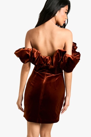 Abito a tubino in velluto - Cammello