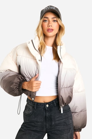 Piumino dip and dye - Beige e grigio scuro