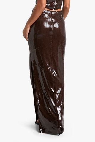 Crop top bustier e gonna lunga a vita alta - Marrone scuro