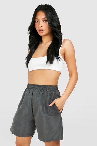 Shorts a vita alta - Grigio scuro