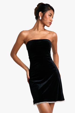 Abito bustier in velluto - Nero