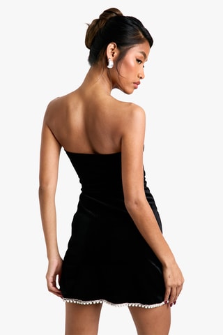 Abito bustier in velluto - Nero