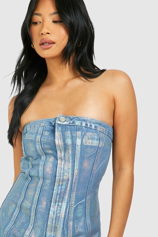 Abito bustier in jeans - Azzurro