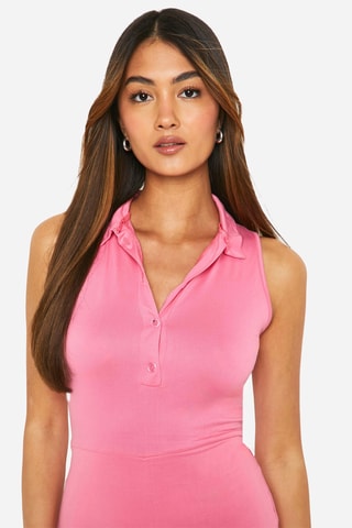 Tuta corta effetto trompe-l’œil - Rosa