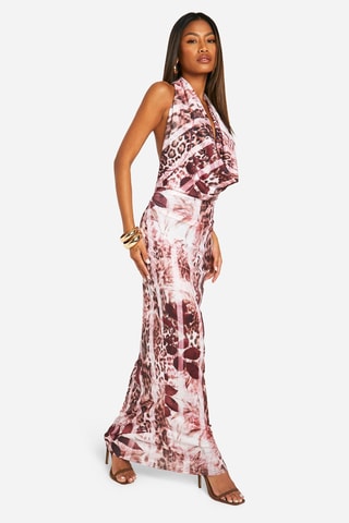 Abito lungo - Bianco e bordeaux