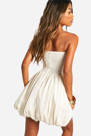 Abito bustier a vita bassa - Beige