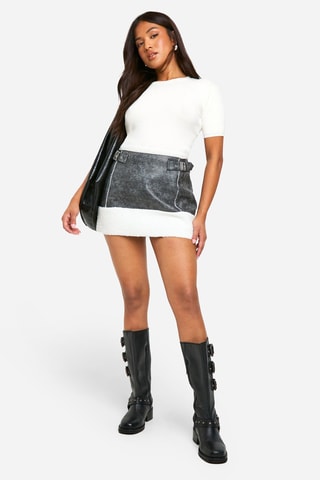 Minigonna a vita alta - Grigio
