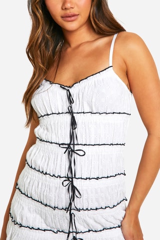 Abito taglio dritto in sangallo - Bianco