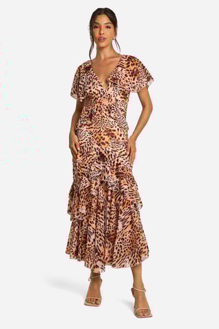 Abito con volant - Marrone