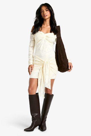 Abito taglio dritto in pizzo - Avorio