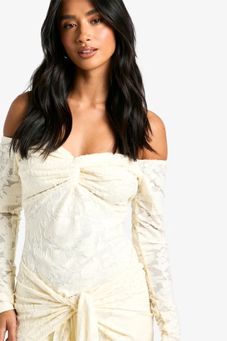 Abito taglio dritto in pizzo - Avorio