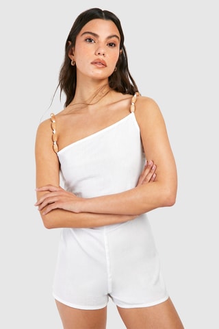 Tuta corta in lino - Bianco