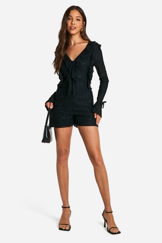 Tuta corta in pizzo - Nero