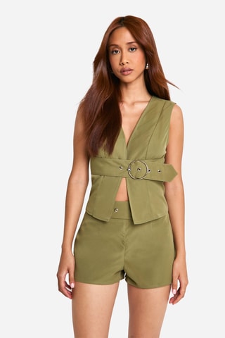 Shorts a vita alta - Kaki