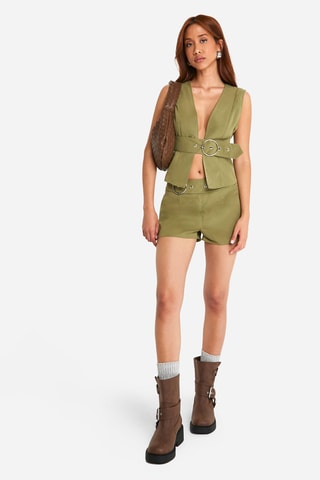 Shorts a vita alta - Kaki