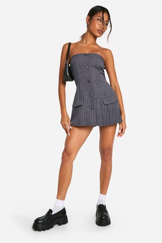 Tuta corta bustier - Grigio