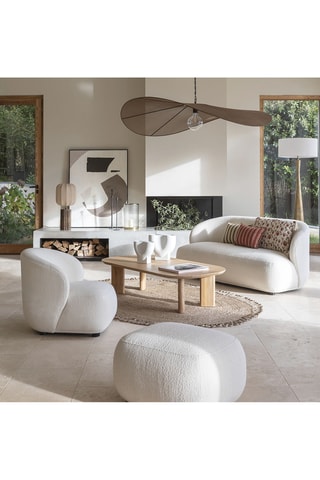 Pouf - Crème - En tissu bouclette