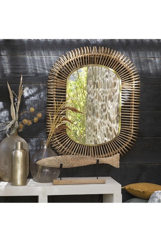 Miroir en rotin - Doré - 83 x 10 x 105 cm
