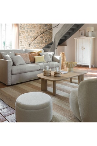 2 poufs - Crème - En tissu bouclette