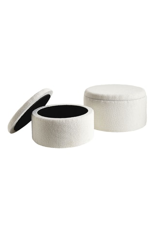 2 poufs - Crème - En tissu bouclette
