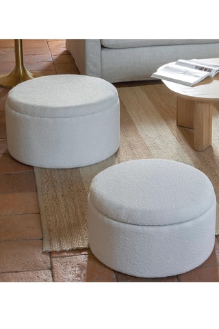 2 poufs - Crème - En tissu bouclette