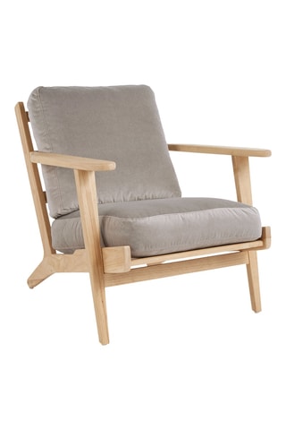 Fauteuil en hévéa - Gris - En tissu velours