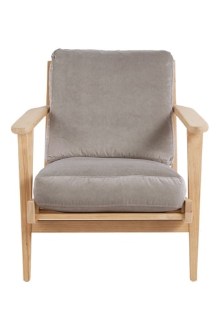 Fauteuil en hévéa - Gris - En tissu velours