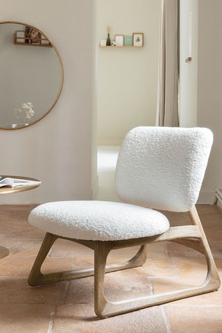 Fauteuil - Blanc - En tissu bouclette